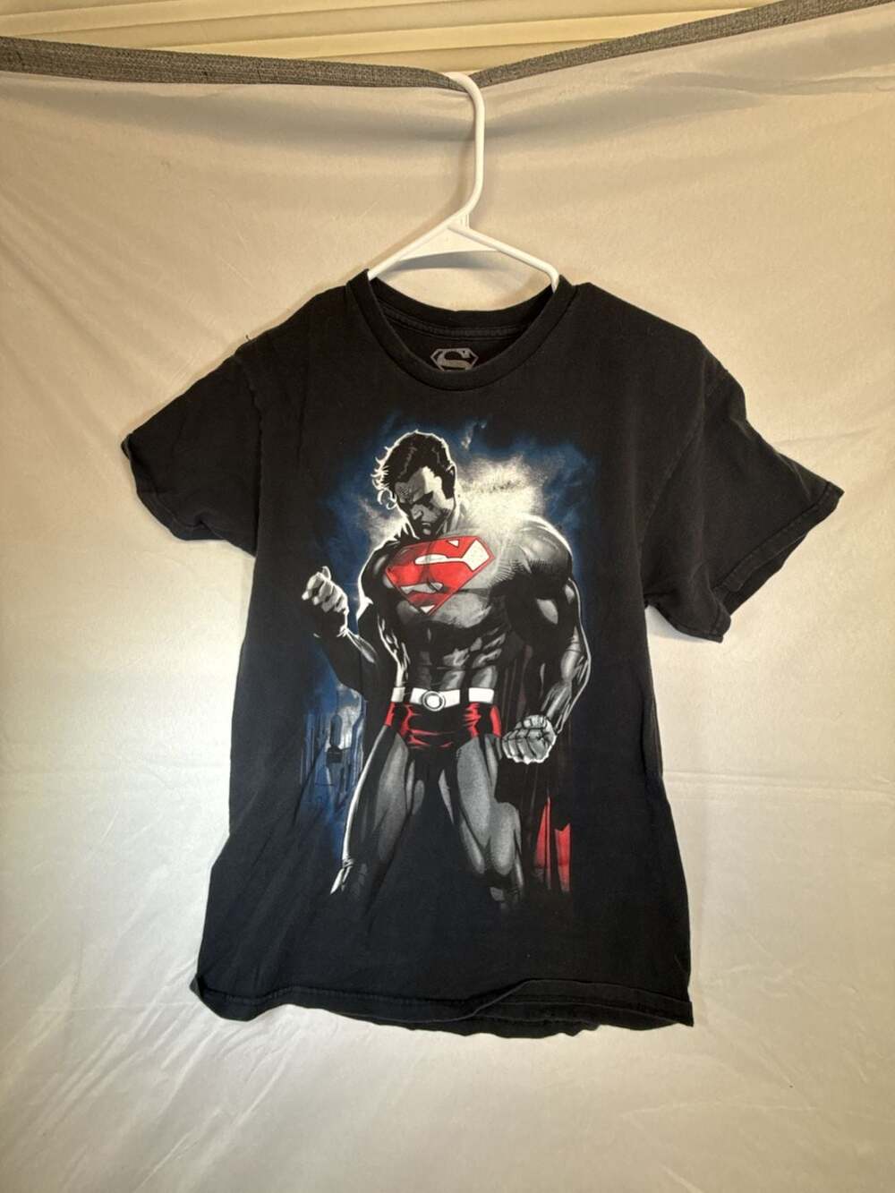 Y2K DC Comics Superman T-Shirt Size M Black Man Of Steel Graphic Tee